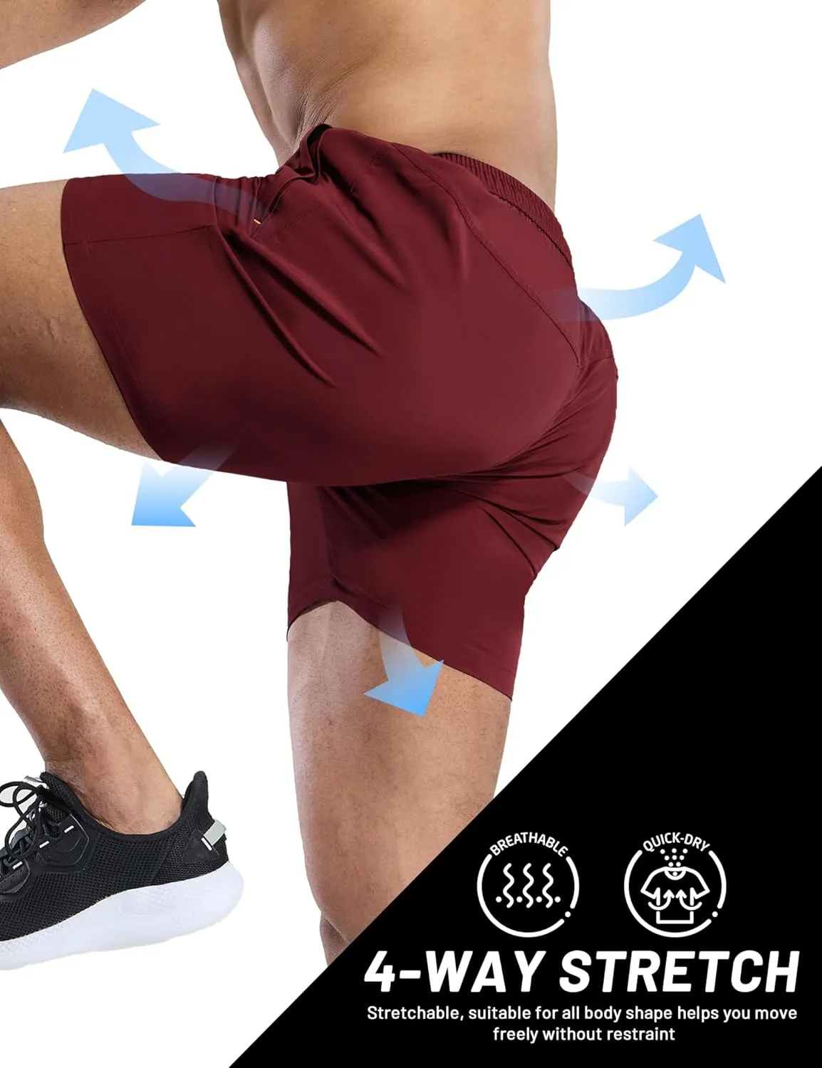MIER Mens 5 Inch Shorts for Running Athletic Workout Dry Fit Gym Training Shorts with Zipper Pockets, No Liner