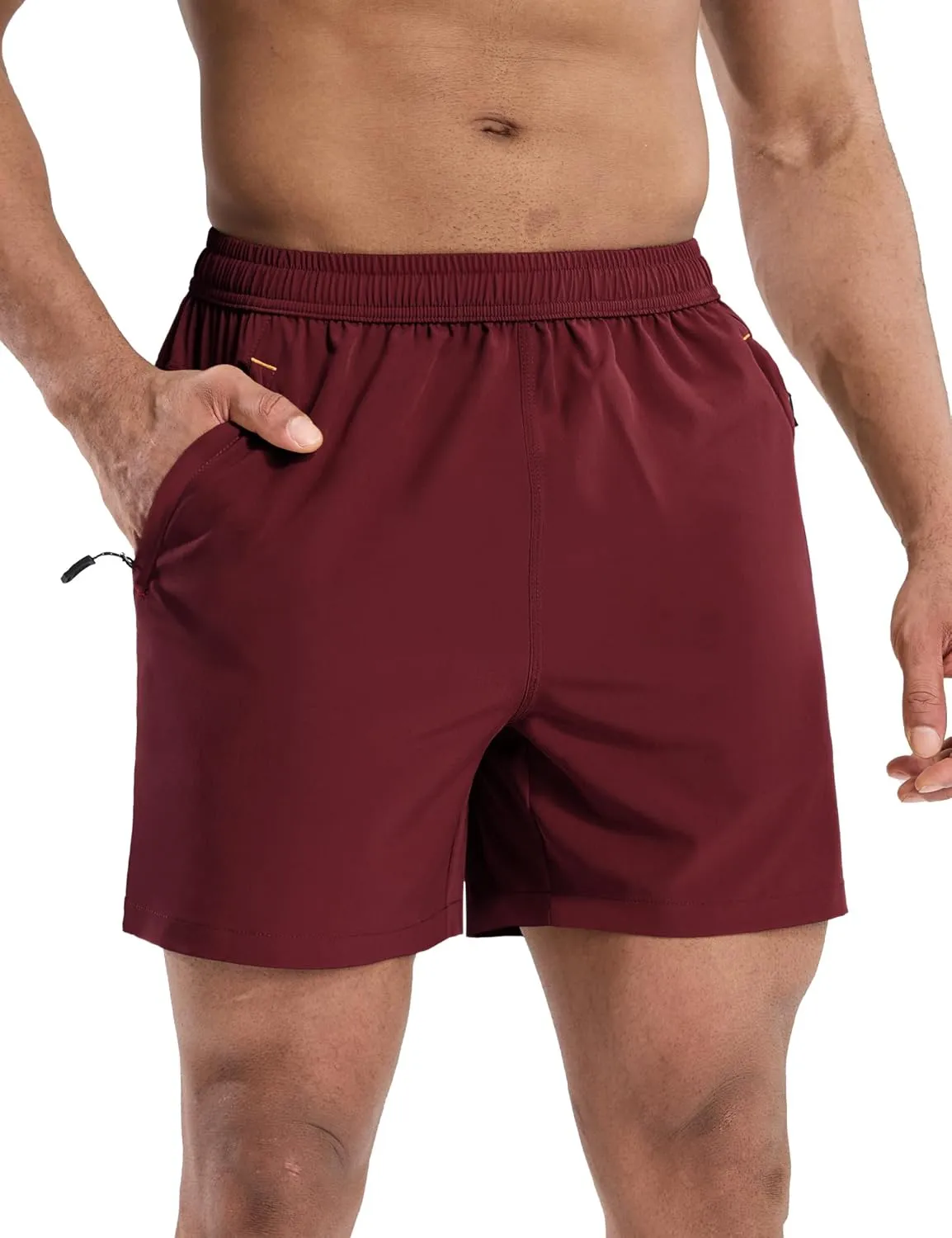 MIER Mens 5 Inch Shorts for Running Athletic Workout Dry Fit Gym Training Shorts with Zipper Pockets, No Liner
