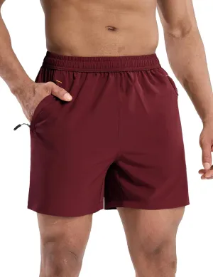 MIER Mens 5 Inch Shorts for Running Athletic Workout Dry Fit Gym Training Shorts with Zipper Pockets, No Liner