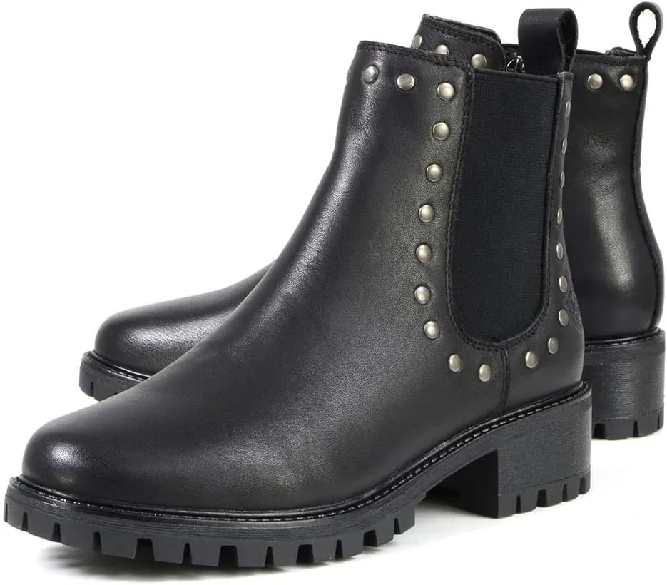 Milwaukee Leather MBL9457 Women's Premium Black Leather Fashion Ankle Booties with Rivets - 11