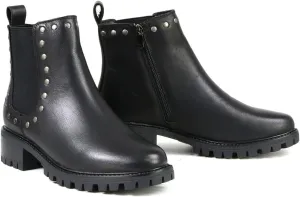 Milwaukee Leather MBL9457 Women's Premium Black Leather Fashion Ankle Booties with Rivets - 11