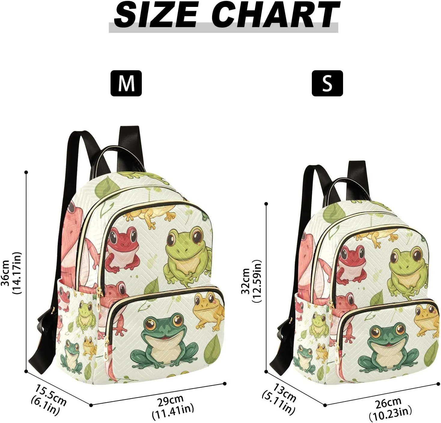 Mini Backpack Purse for Women, Red Green Yellow Frogs Travel Bag Casual Daypack Shoulder Bag