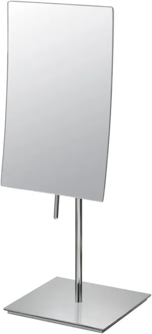 Mirror Image 82243 Minimalist Rectangular Vanity Mirror, 3X Magnification, Chrome
