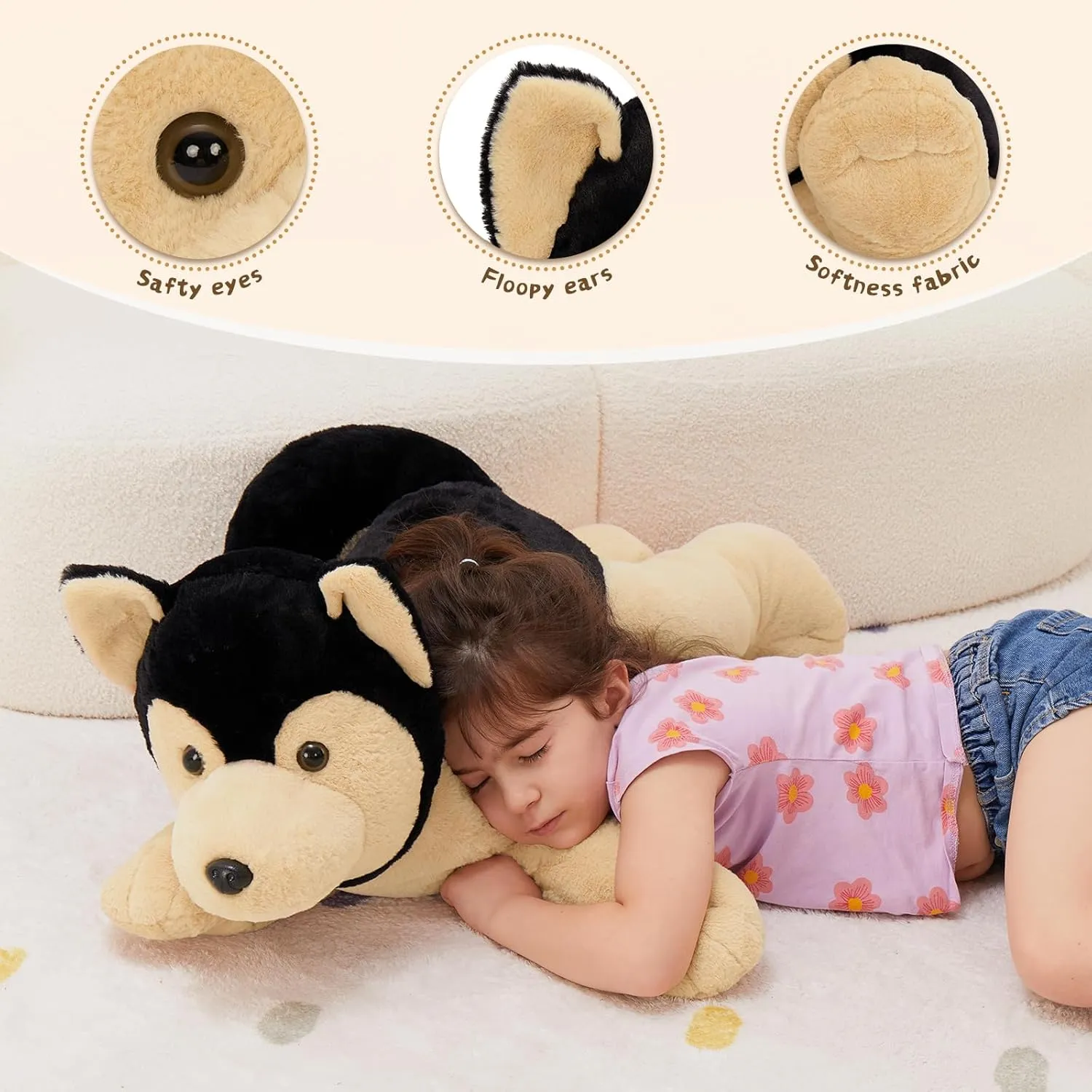 MorisMos Giant German Shepherd Stuffed Animals, 32inch Large Stuffed Dog Plush, Big Puppy Pillow Toys for Kids