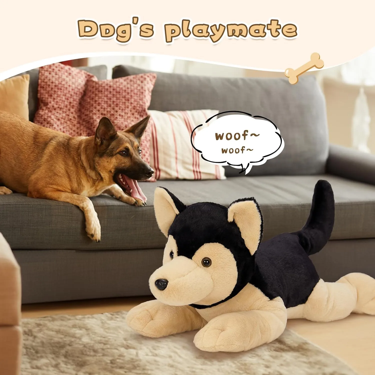 MorisMos Giant German Shepherd Stuffed Animals, 32inch Large Stuffed Dog Plush, Big Puppy Pillow Toys for Kids