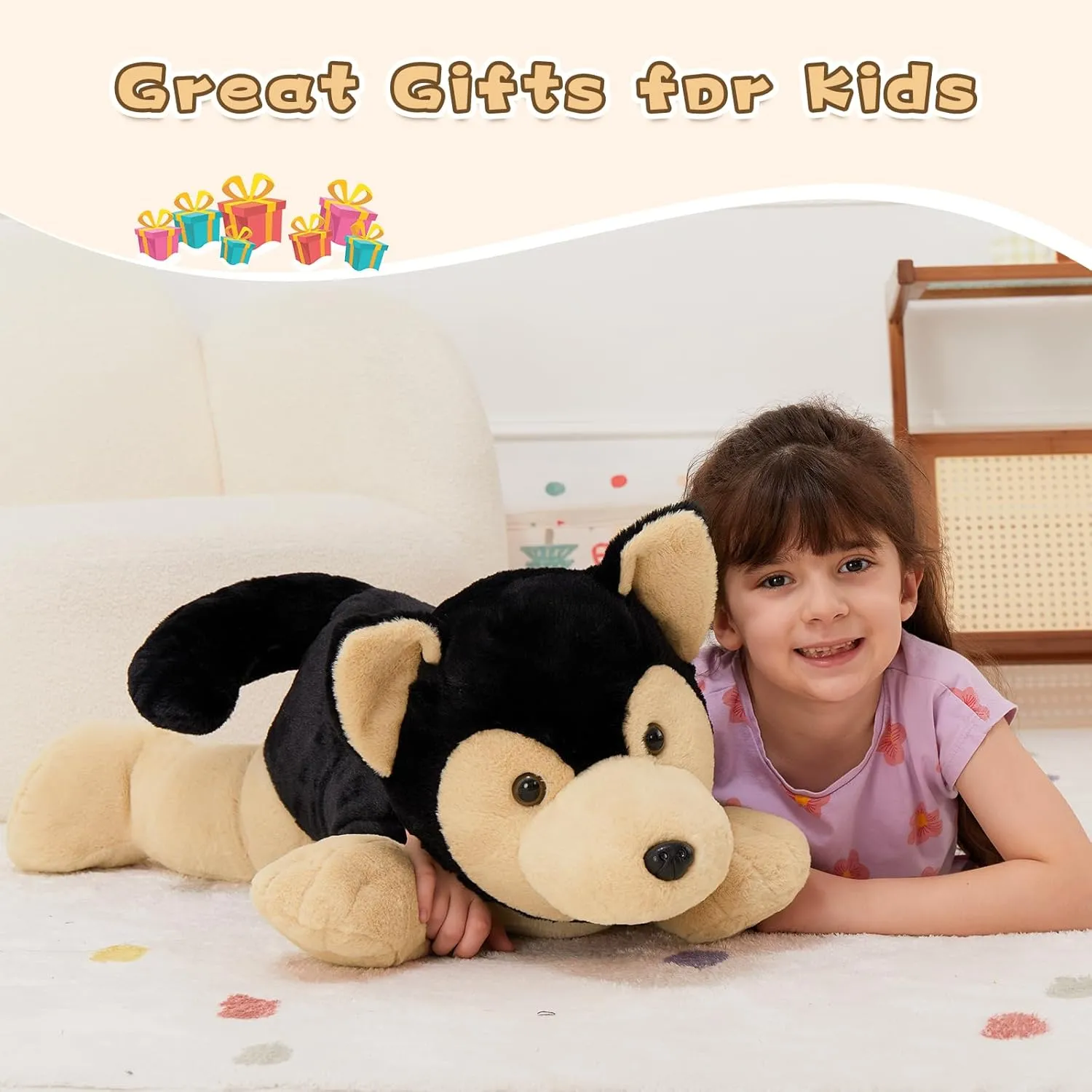 MorisMos Giant German Shepherd Stuffed Animals, 32inch Large Stuffed Dog Plush, Big Puppy Pillow Toys for Kids