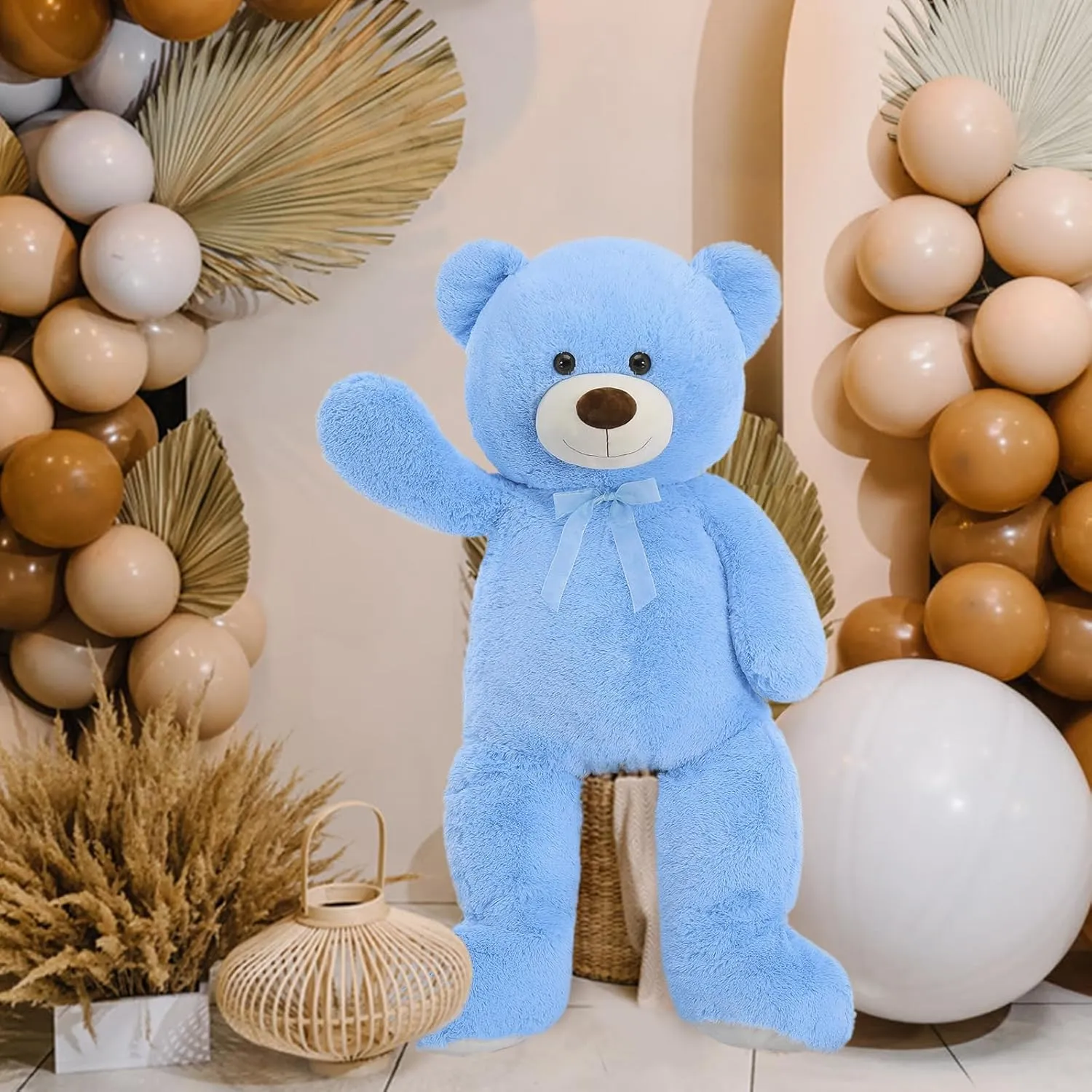 MorisMos Giant Teddy Bear Stuffed Animal 3ft,36'' Big Bear for Kid,Large Stuffed Bear for Baby Shower, Teddy Bear for Girlfriend Boyfriend Wife Mother Fiancée Valentine's Birthday, Blue