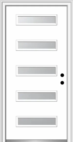 National Door Company, 32" x 80", Fiberglass Smooth, Primed, 5-Lite, Frosted Glass, Prehung Single Front Door on 4-9/16" Primed Composite Frame (Z03752316L)