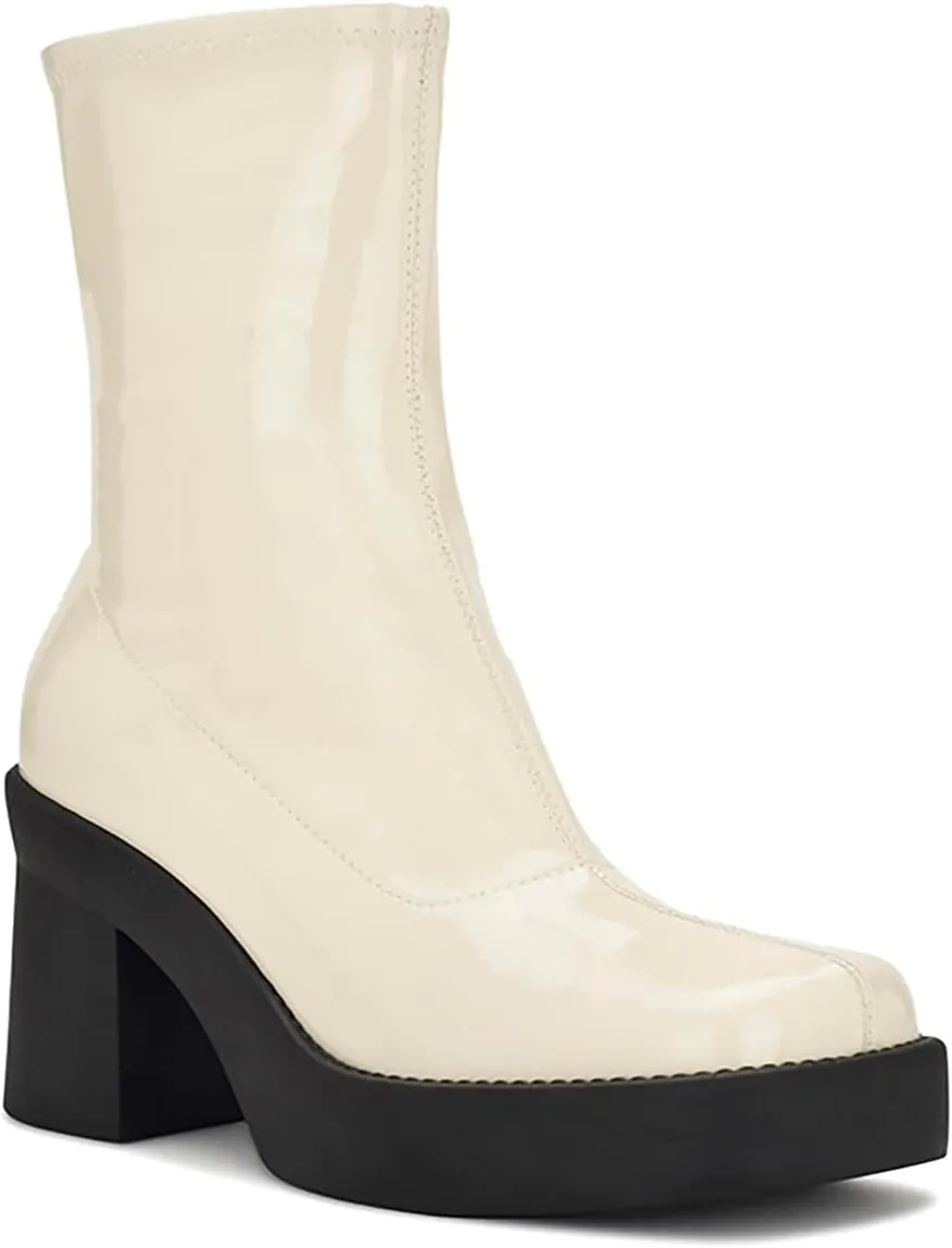 Nine West Women's Gerri3 Chunky Block Heel Squared Toe Ankle Platform Boot