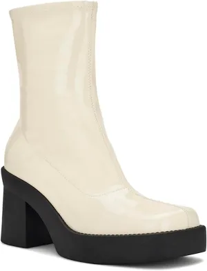 Nine West Women's Gerri3 Chunky Block Heel Squared Toe Ankle Platform Boot