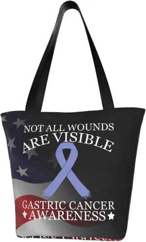 Not All Wounds Are Visible Gastric Cancer Awareness Fashion Shoulder Bag Large Capacity For Man Or Woman