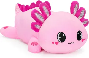 Officygnet Axolotl Plush, 13" Soft Stuffed Animal Plush Toy, Cute Axolotl Plush Pillow, Kawaii Plushies Dolls for Kids, Pink Axolotl Gift for Girls Boys