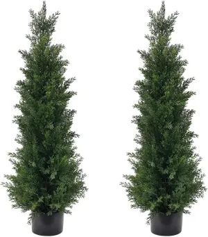 Outdoor Faux Plants Pine Shrubs,3Ft Realistic Faux Evergreen Plants | Faux Pine Tree UV Resistant Faux Cedar Pines for Home Offices Garden Front Porch Patio
