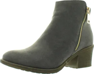 Pama-01 Women's Zipper Stacked Chunky Heels Strappy Ankle Booties