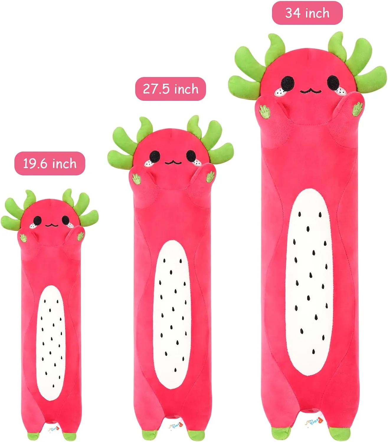 PEACH CAT Long Dragon Fruit Axolotl Stuffed Animal Kawaii Pitaya Axolotl Plush Pillow Toy for Girls and Boys 27.5"