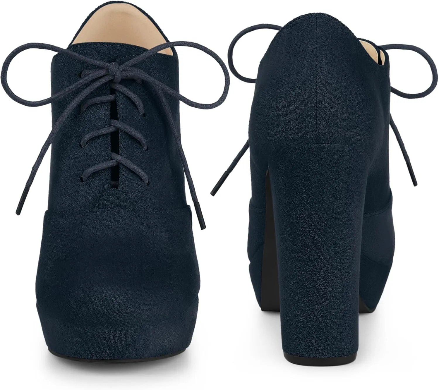 Perphy Women's Platform Chunky Heel Lace Up Ankle Booties