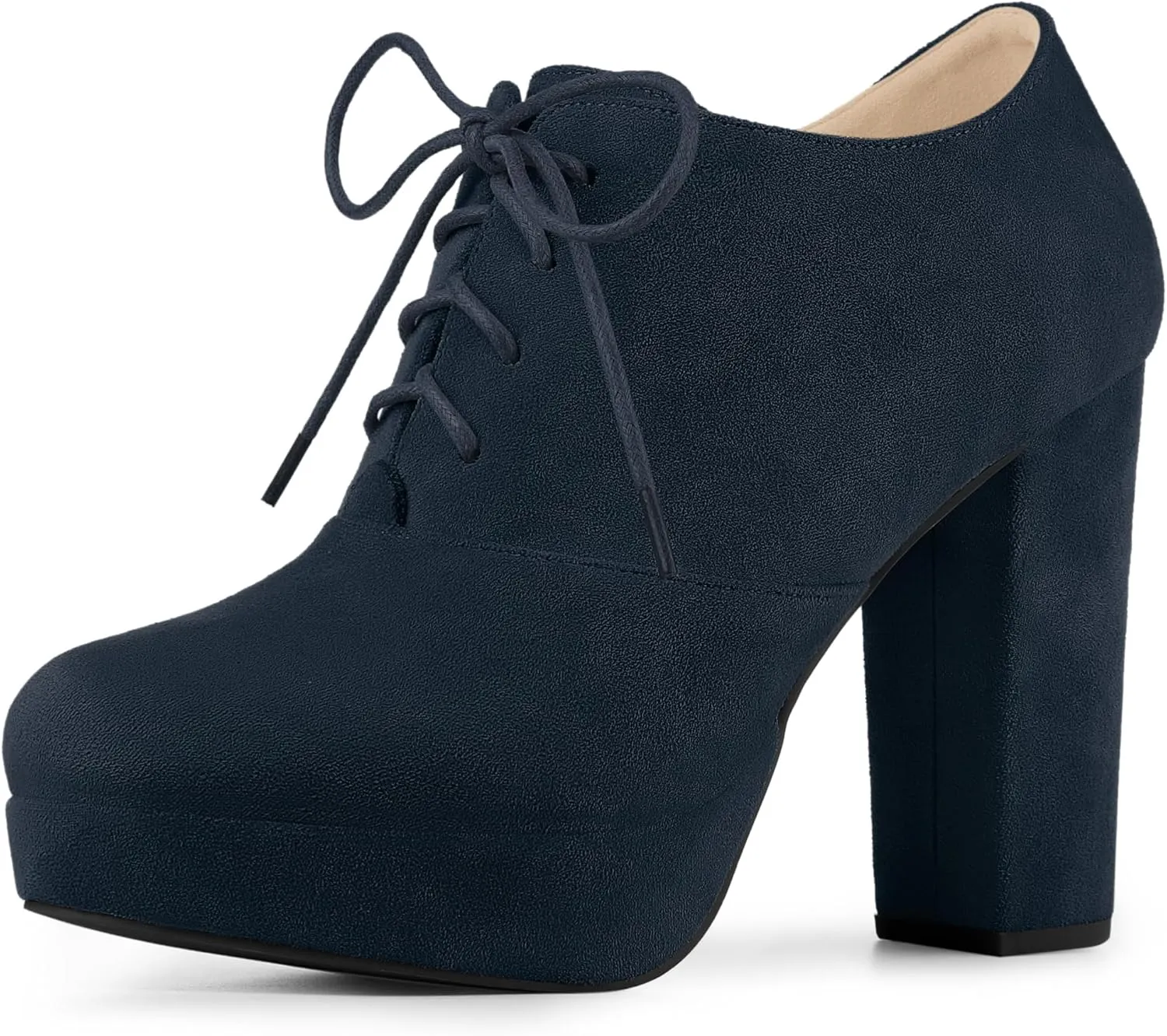 Perphy Women's Platform Chunky Heel Lace Up Ankle Booties