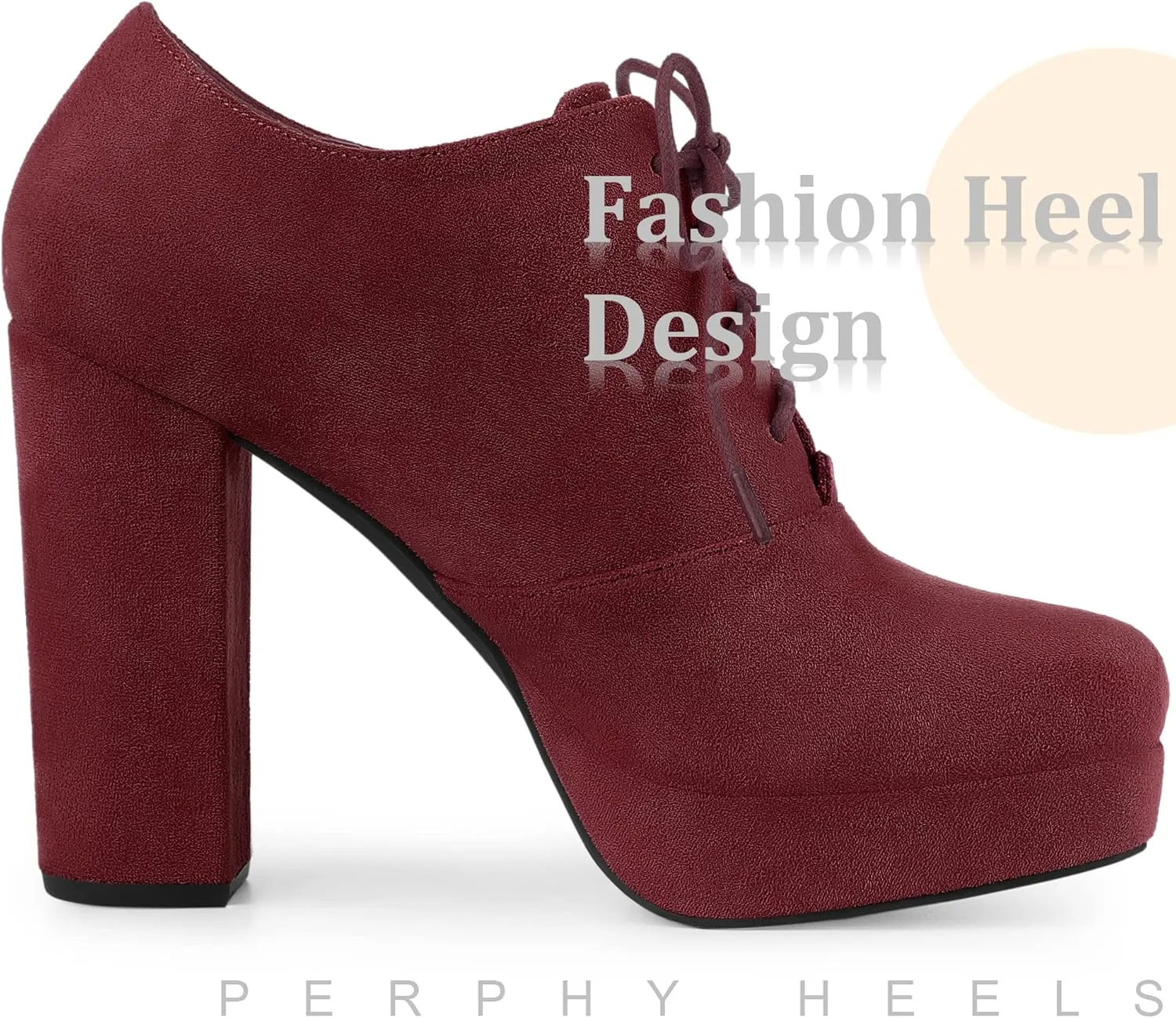 Perphy Women's Platform Chunky Heel Lace Up Ankle Booties