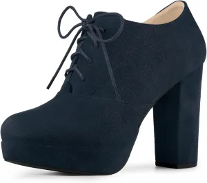 Perphy Women's Platform Chunky Heel Lace Up Ankle Booties
