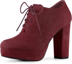 Perphy Women's Platform Chunky Heel Lace Up Ankle Booties