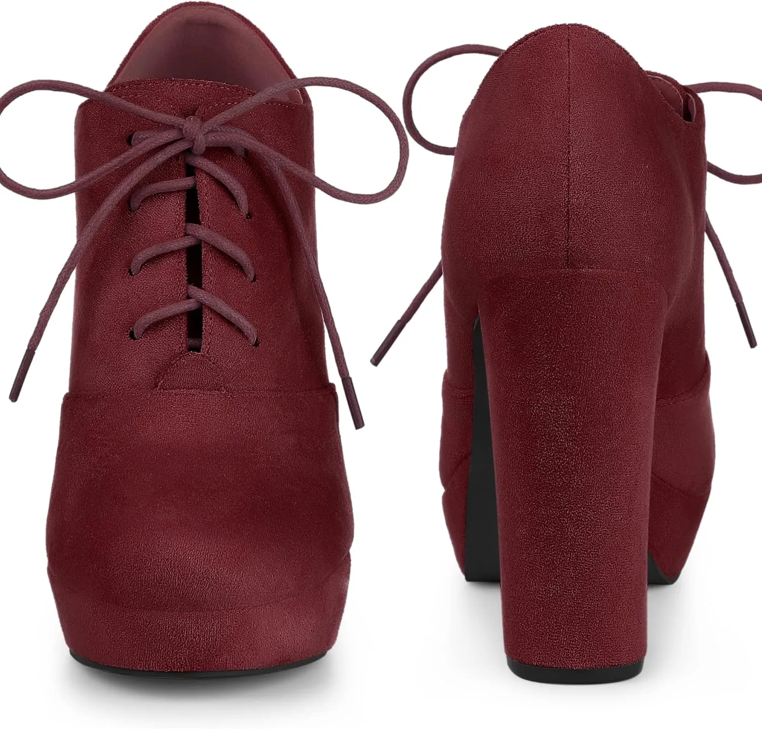 Perphy Women's Platform Chunky Heel Lace Up Ankle Booties