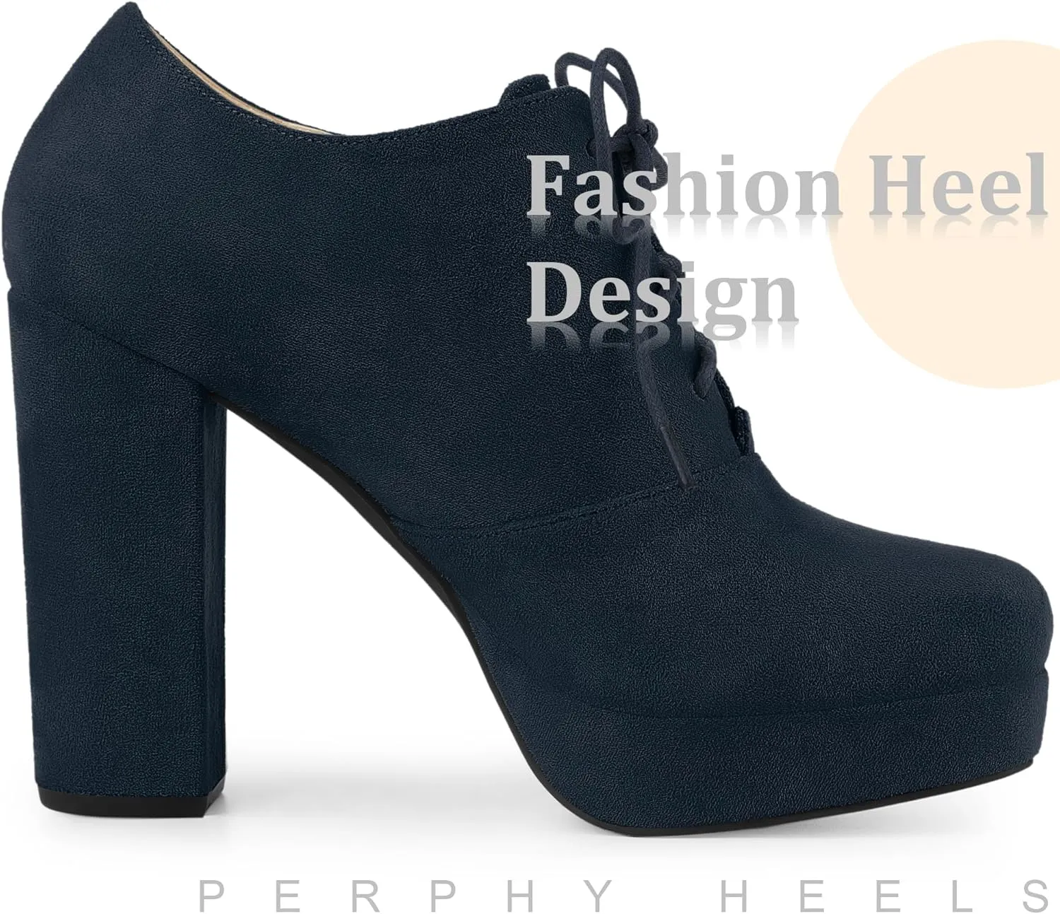 Perphy Women's Platform Chunky Heel Lace Up Ankle Booties