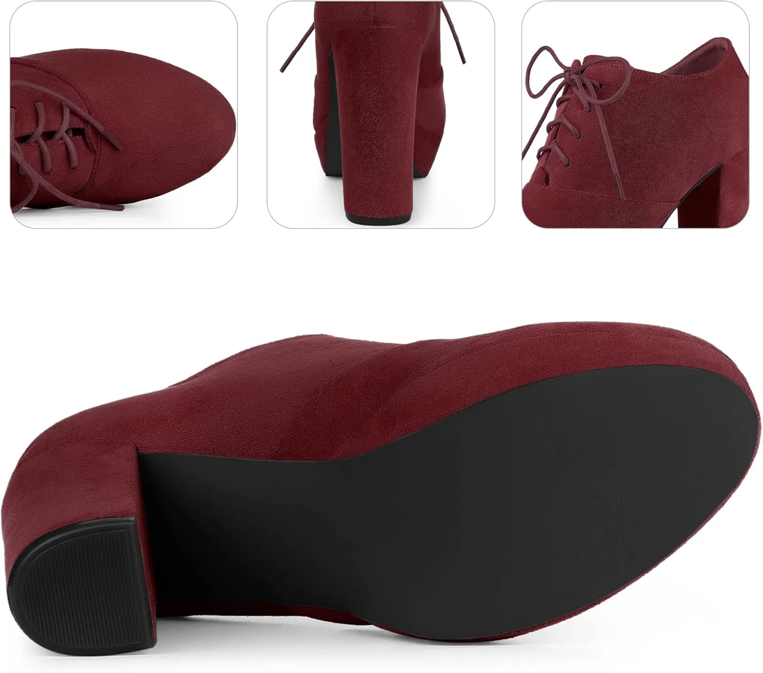 Perphy Women's Platform Chunky Heel Lace Up Ankle Booties