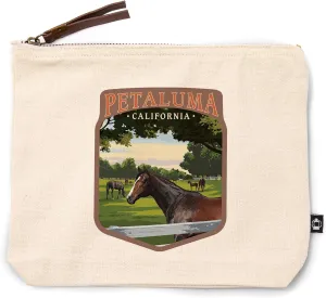 Petaluma, California, Horse Farm, Pasture Scene, 100% Cotton Zipper Pouch, Travel Accessory, Go Bag