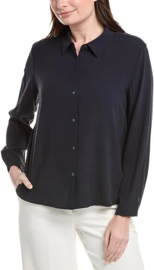 Petite Classic Collar Silk Shirt