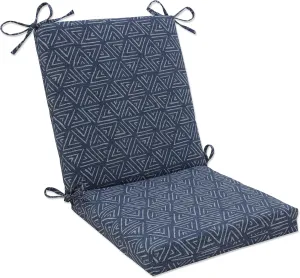 Pillow Perfect Outdoor/Indoor Kuka Denim Square Corner Chair Cushion, 36.5" x 18", Blue