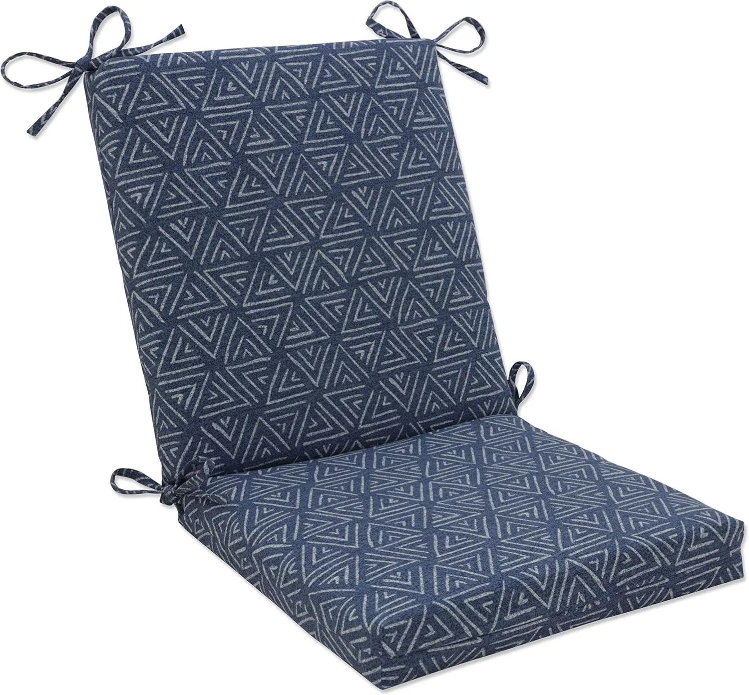 Pillow Perfect Outdoor/Indoor Kuka Denim Square Corner Chair Cushion, 36.5" x 18", Blue