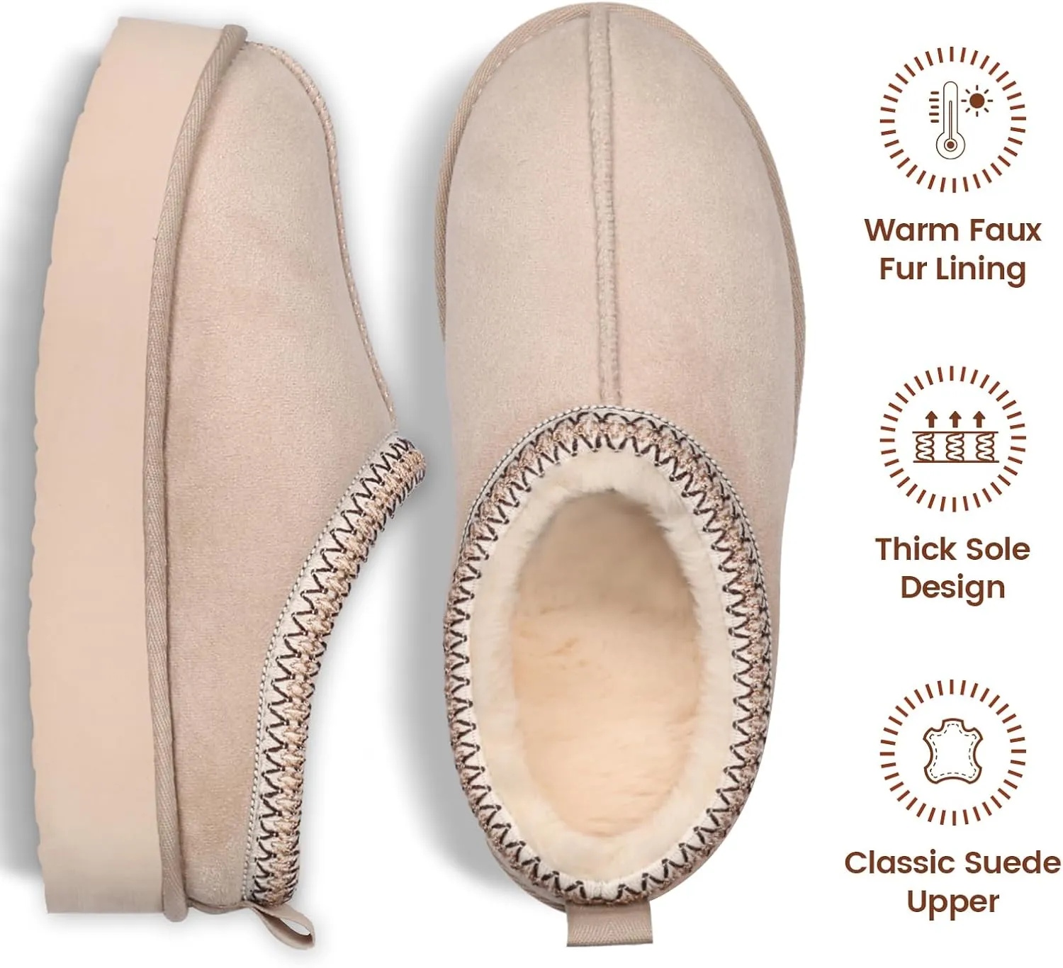 Platform Slippers for Women Snow Winter Womens Slippers Fluffy House Slippers for Indoor and Outdoor