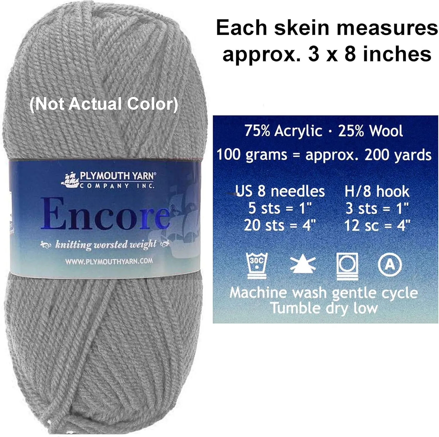 Plymouth Yarn for Knitting Encore Worsted Dark Mauve 0180, 5-Skeins (Same Dyelot, Total: 500 gr, 1000 yds), Medium Weight #4, 75% Acrylic/25% Wool Blend, with Project Bag