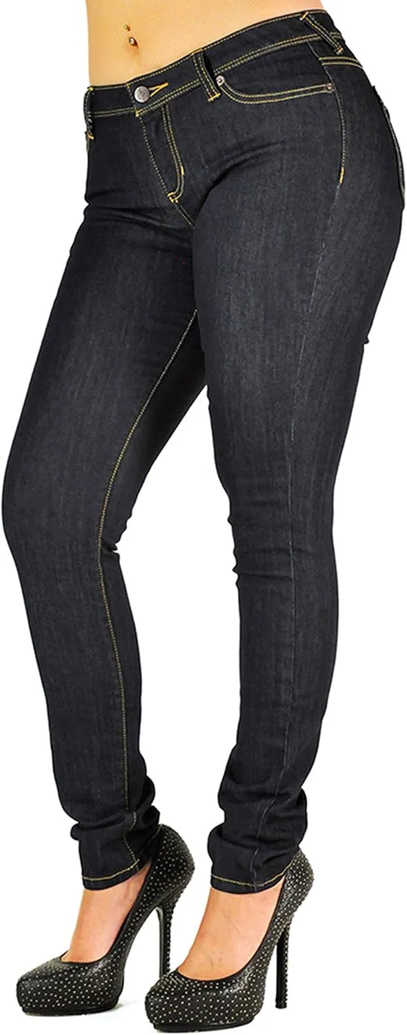 Poetic Justice Women's Curvy Fit Dark Indigo Stretch Denim Low Rise Skinny Jeans