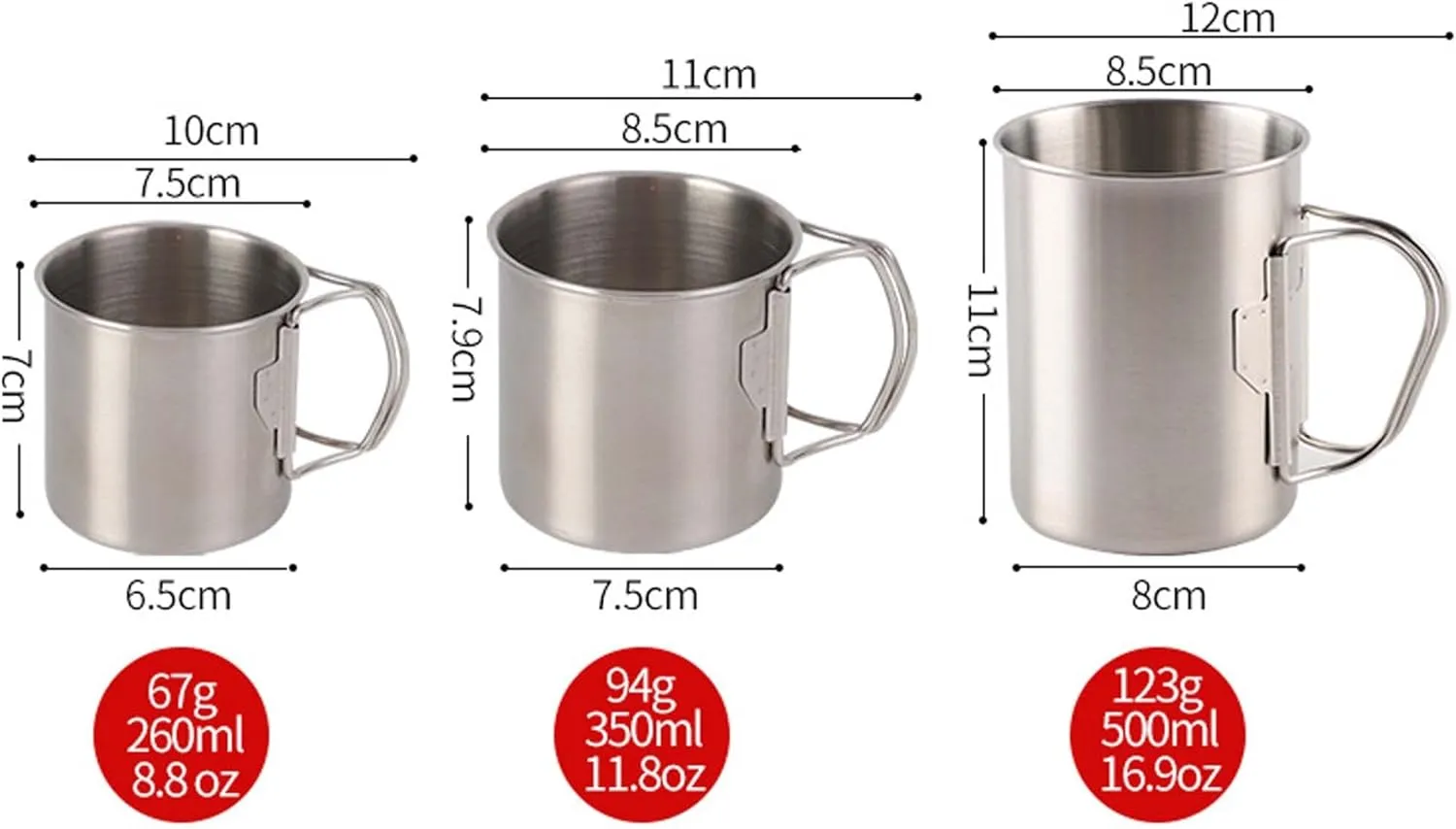 Portable camping water cup 304 stainless steel mug outdoor folding sports mug(500ml)