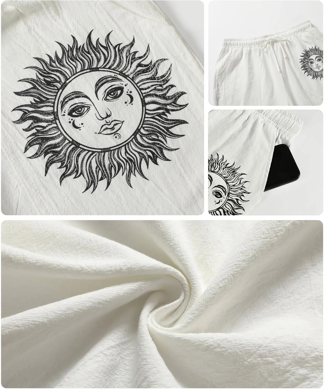 Puimentiua Casual Mens Linen Shorts Lightweight Elastic Waist Summer Beach Shorts