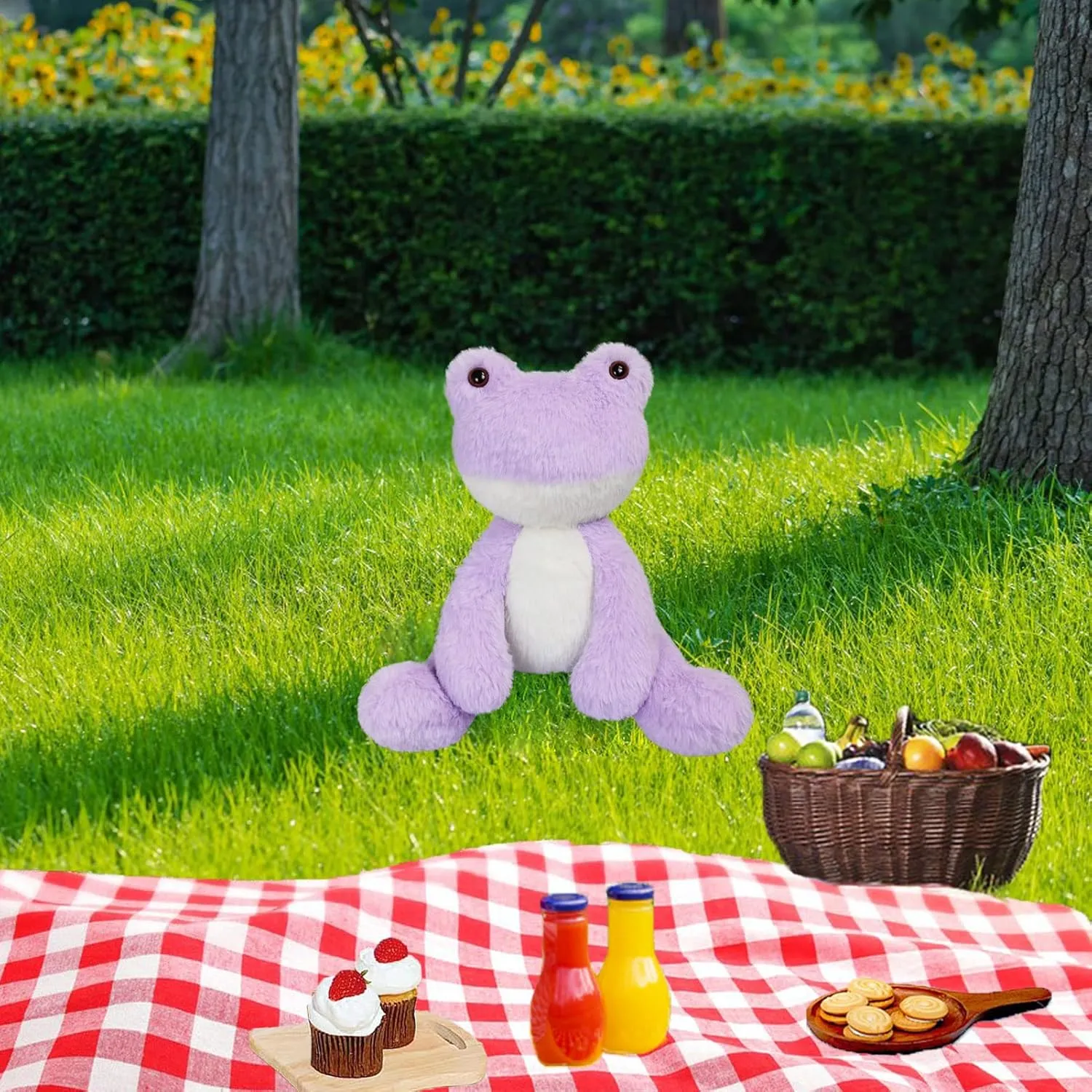 Purple Frog Stuffed Animal, 12 Inches Plush Frog Toy, Soft Cuddly Plushie Hugger Toy for Boys Girls, Gifts for Kids or Girlfriend
