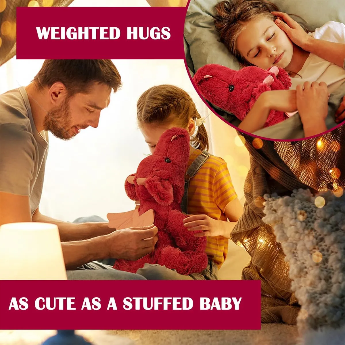 Red Dragon Stuffed Animal 0.6lb 18" Red Stuffed Dragon Plush Toy Soft Giant Cute Dragon Plushies Pillow Birthday for Kids