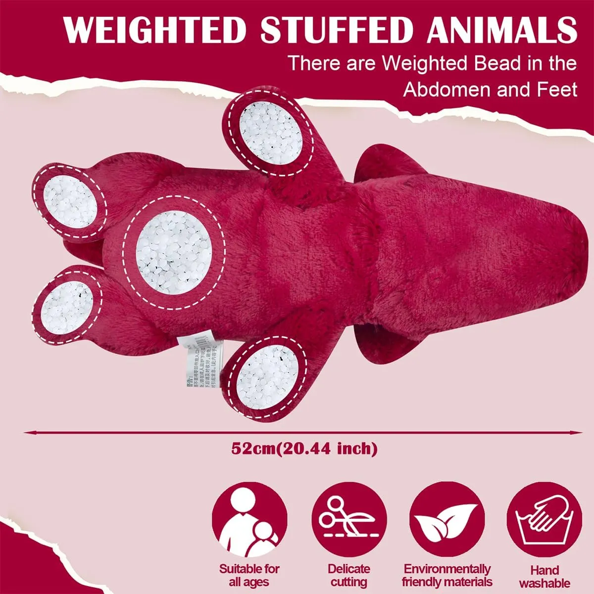 Red Dragon Stuffed Animal 0.6lb 18" Red Stuffed Dragon Plush Toy Soft Giant Cute Dragon Plushies Pillow Birthday for Kids