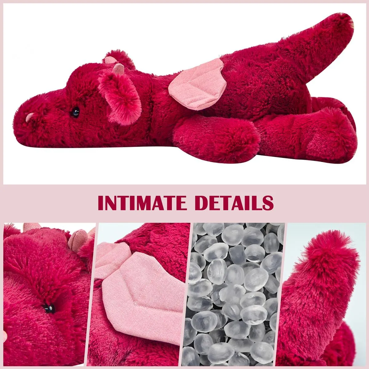 Red Dragon Stuffed Animal 0.6lb 18" Red Stuffed Dragon Plush Toy Soft Giant Cute Dragon Plushies Pillow Birthday for Kids