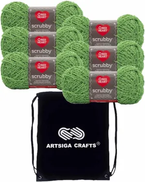 Red Heart Scrubby Lime E833-620 (6-Skeins - Same Dye Lot) Worsted Medium #4 Polyester Yarn for Crocheting and Knitting with Project Bag