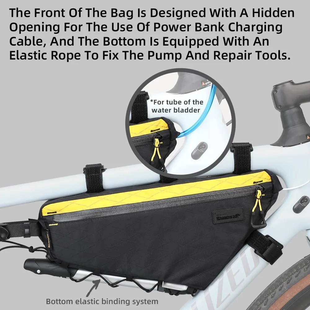 Rhinowalk Bicycle Front Frame Bag Bike Under Top Tube Triangle Bag Lightweight 1.7L Cycling Accessories Nylon Pack Pouch for Mountain Road Bike