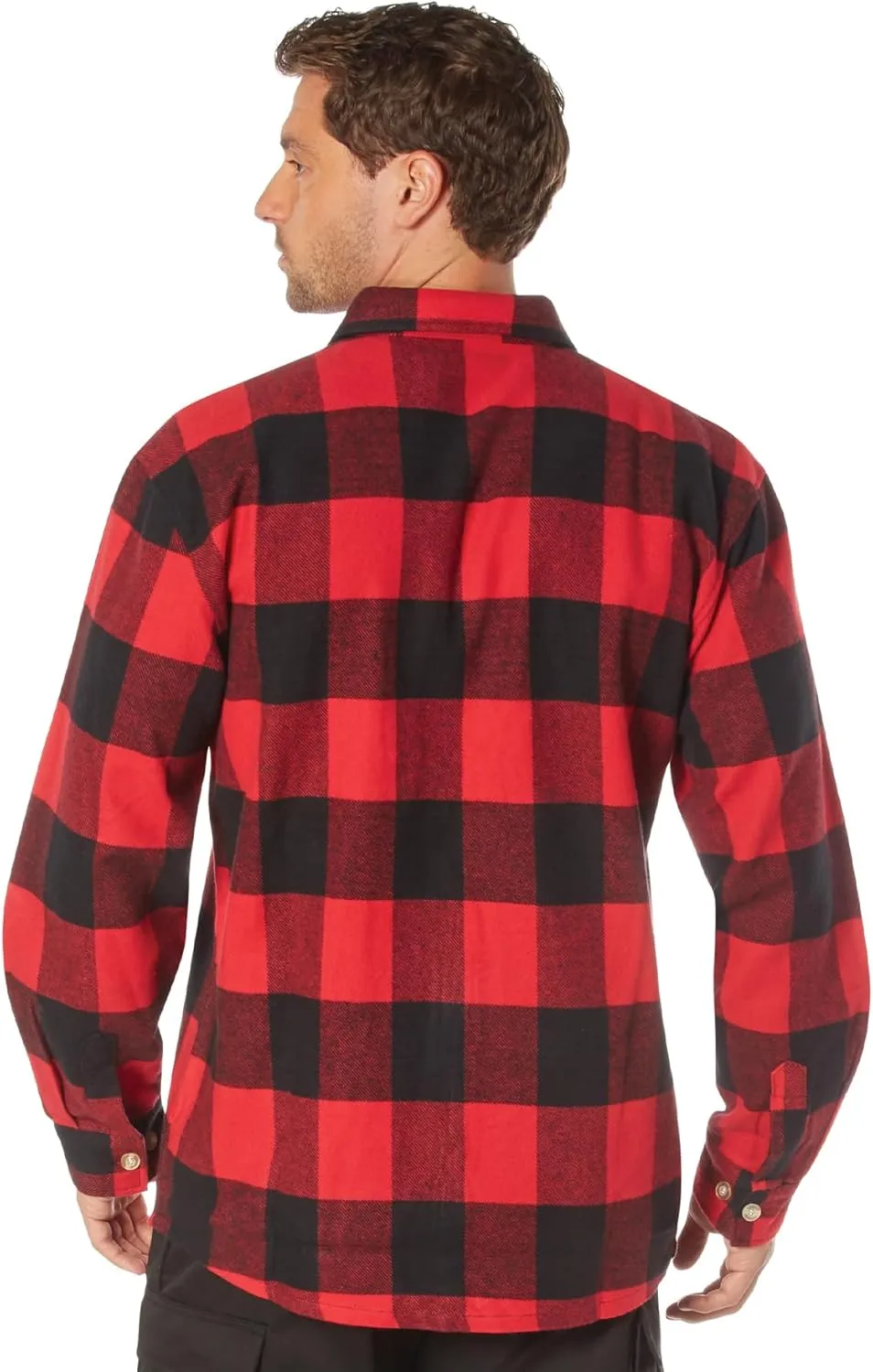 Rothco Buffalo Plaid Flannel Long Sleeve Shirt – Casual Button-Down with Heavyweight 8-oz Cotton Material