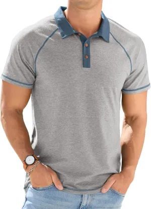 Sailwind Mens Short Sleeve Polo Shirts Cotton Golf Shirts Fashion Casual Raglan