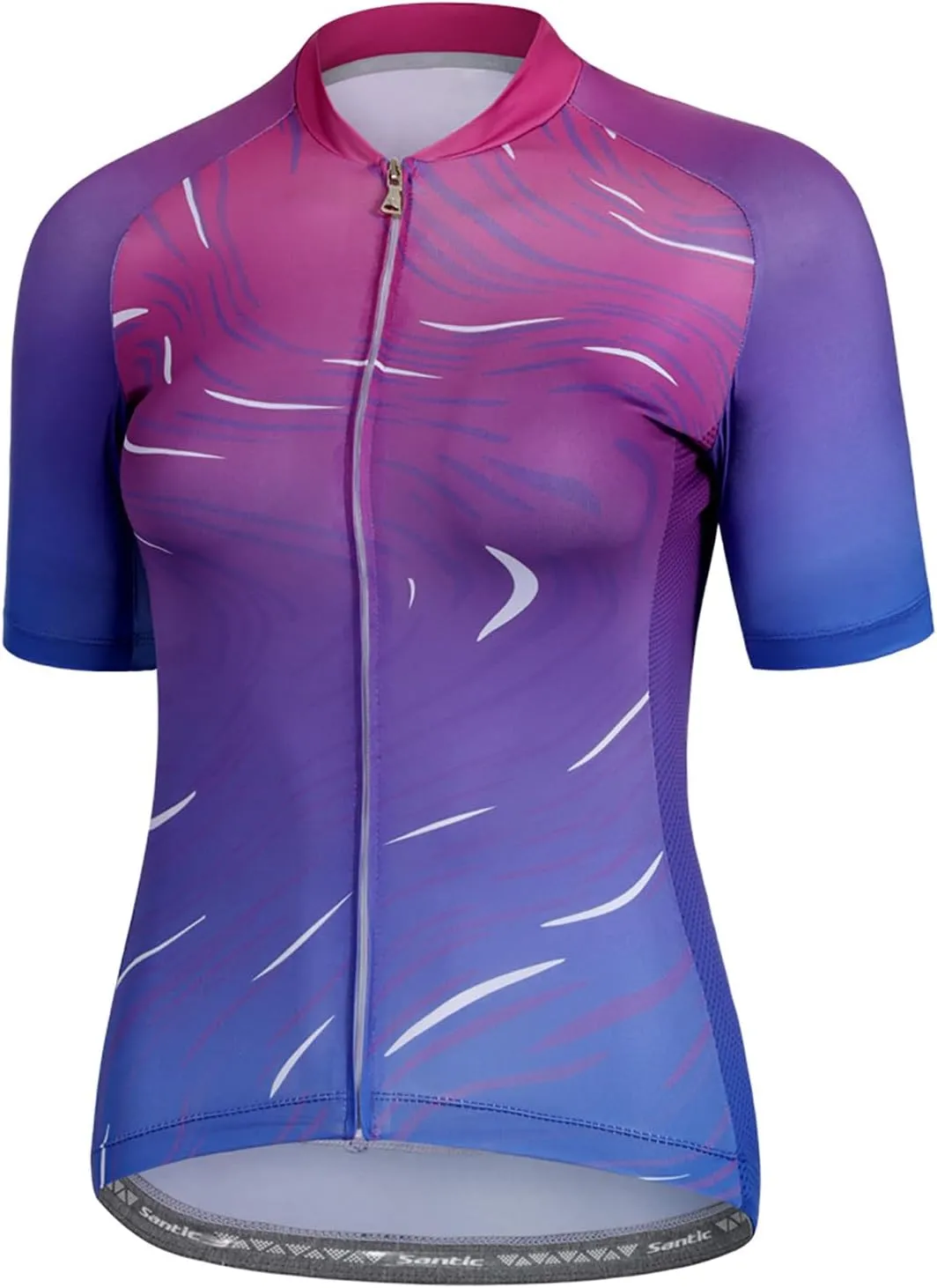 Santic Women's Cycling Jersey Short Sleeve Biking Shirt Full Zip Tops with 3 Pockets Breathable Quick Dry
