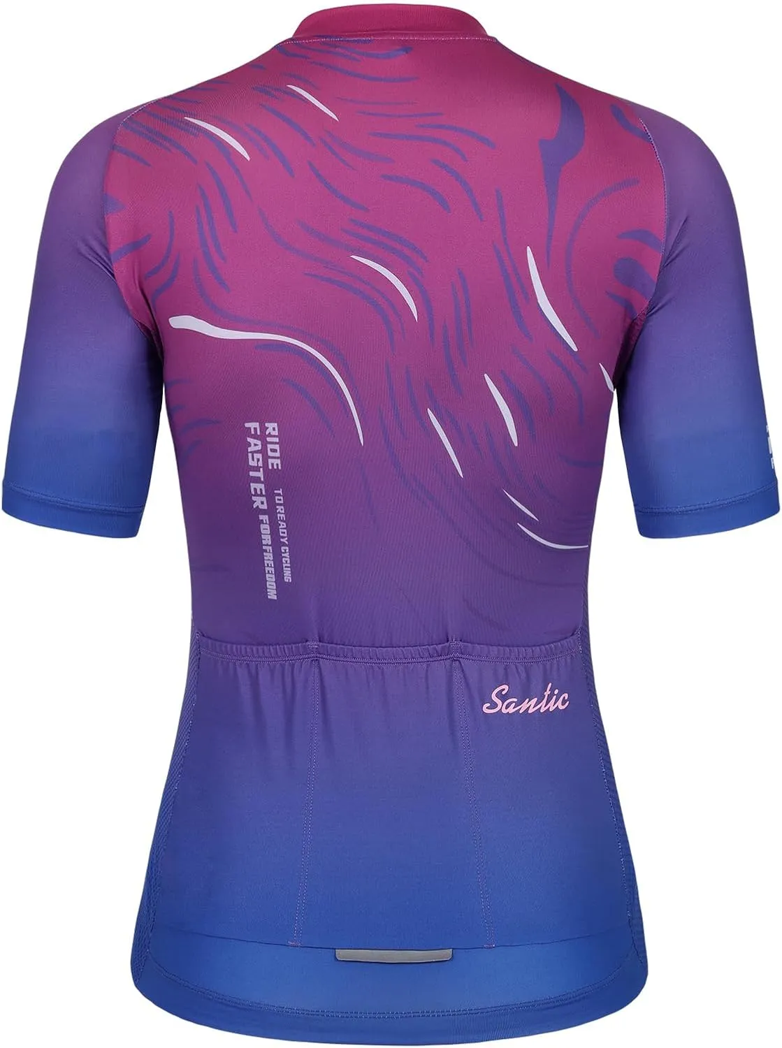 Santic Women's Cycling Jersey Short Sleeve Biking Shirt Full Zip Tops with 3 Pockets Breathable Quick Dry