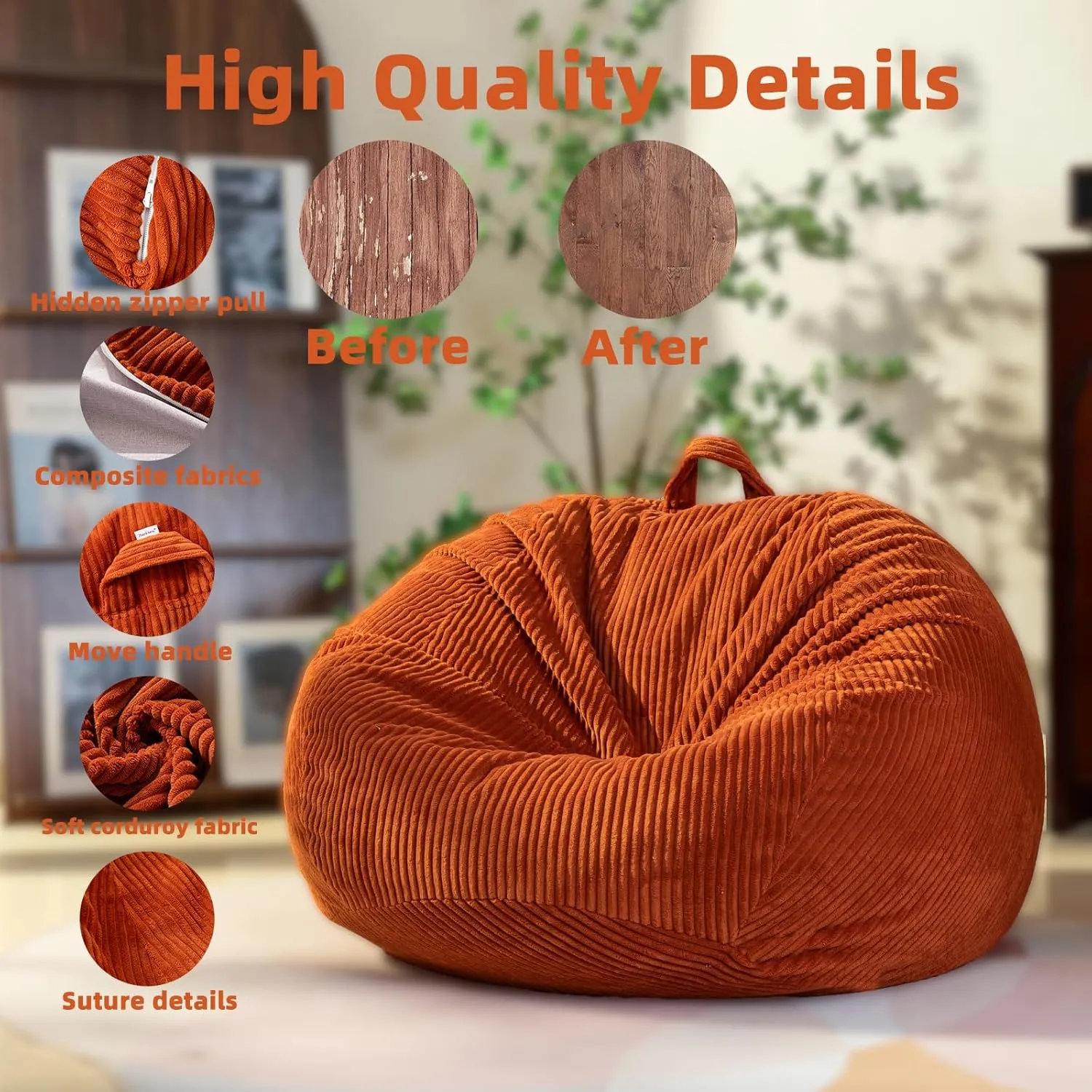 Sapphire Blue Study Bean Bag Chair with Desk - 3ft No Filler Sensory Stuffed Animal Storage, Convertible Homework Station for Kids ADHD Classroom & Homeschooling (36x45in Ergonomic Floor Pod)