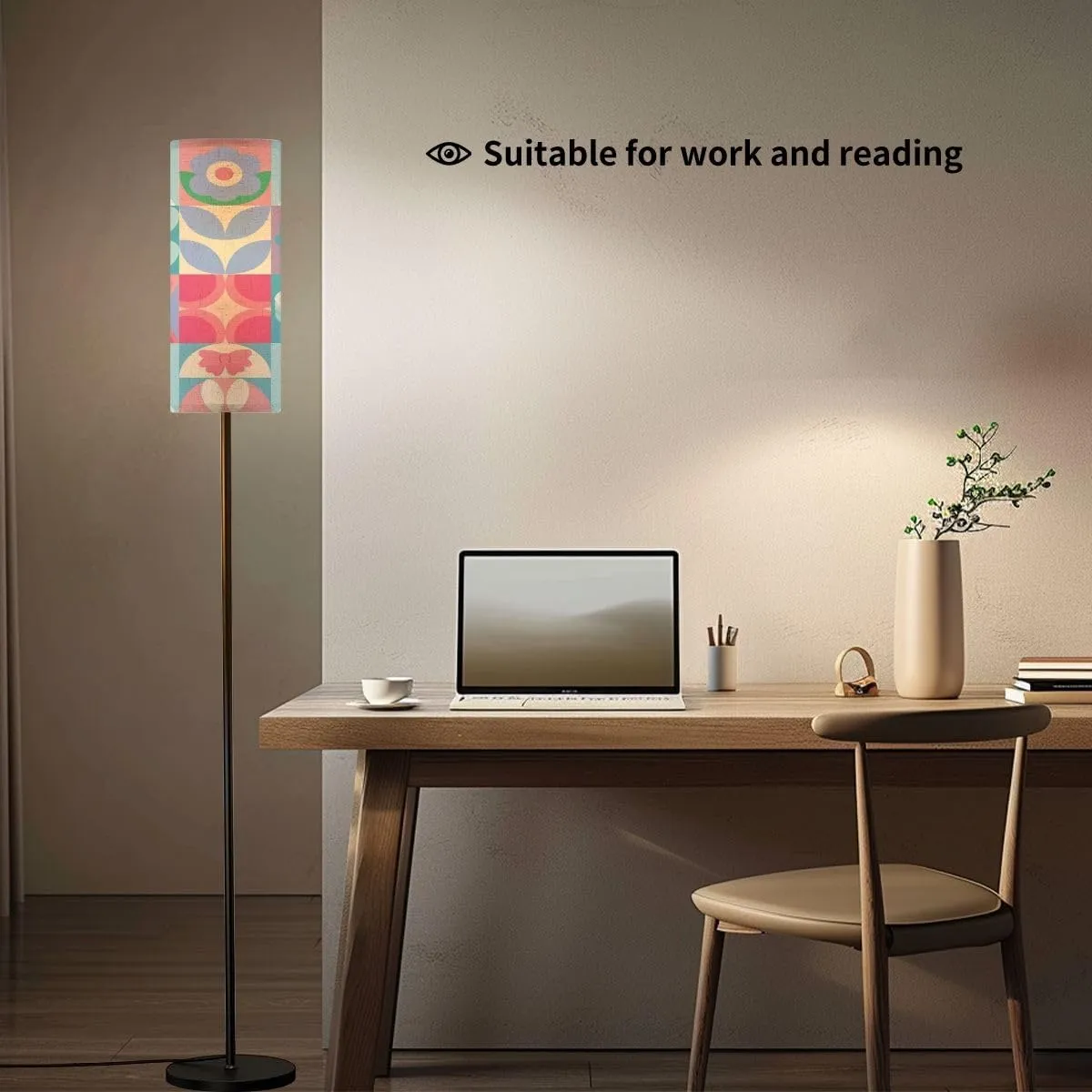 Seamless Pattern Flowers Happy Easter Seamless Modern Floor Lamp Minimalist Standing Lamps for Living Room LED Corner Lamp Remote Control Metal Pole Lamp for Bedroom, Reading