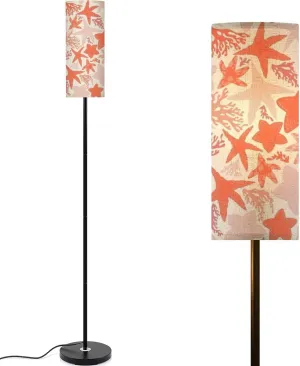 Seamless Pattern Hand Drawn Abstract sea Stars Corals Light for Modern Floor Lamp Minimalist Standing Lamps for Living Room LED Corner Lamp Remote Control Metal Pole Lamp for Bedroom, Reading