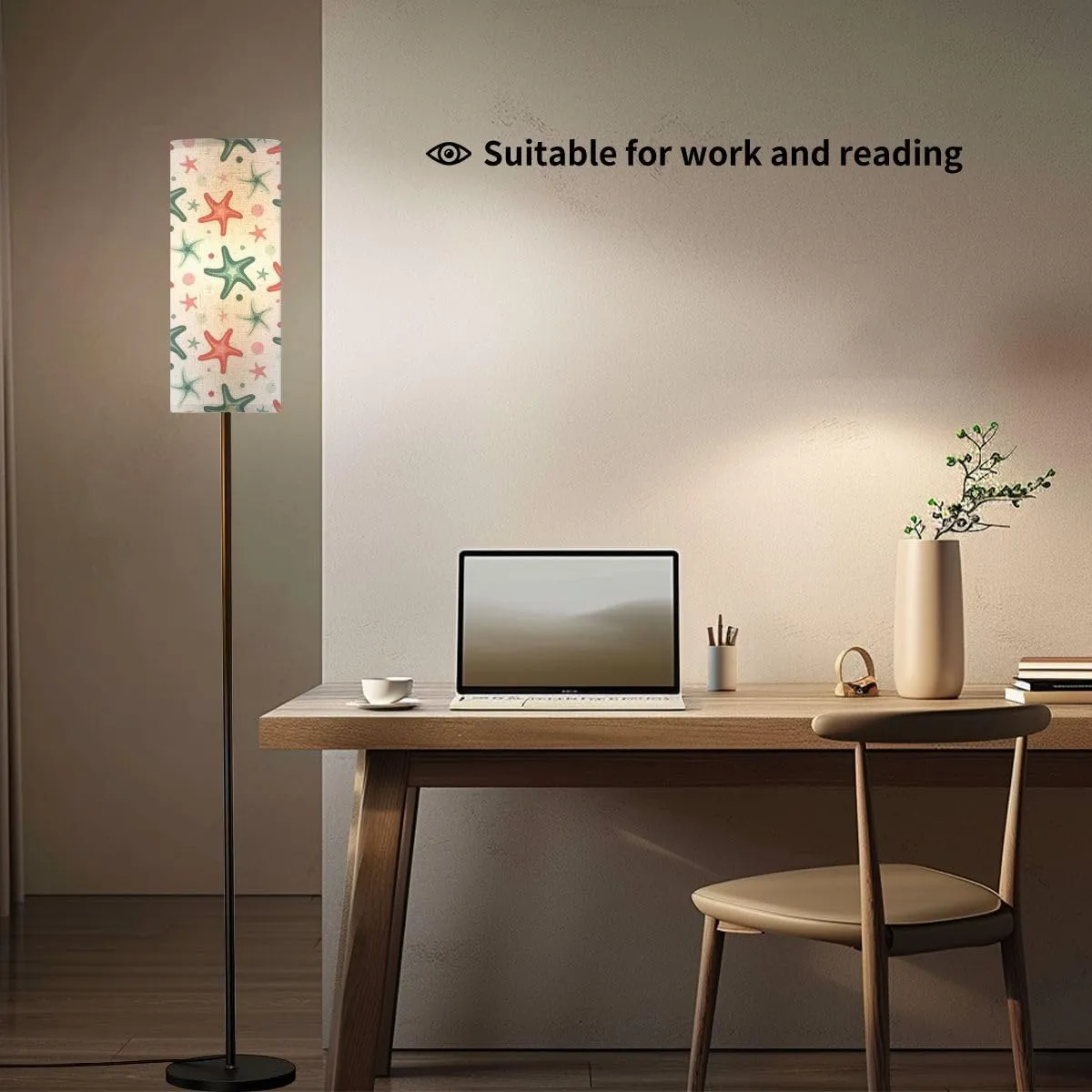 Seamless Seamless sea Star Starfish Pattern Modern Floor Lamp Minimalist Standing Lamps for Living Room LED Corner Lamp Remote Control Metal Pole Lamp for Bedroom, Reading